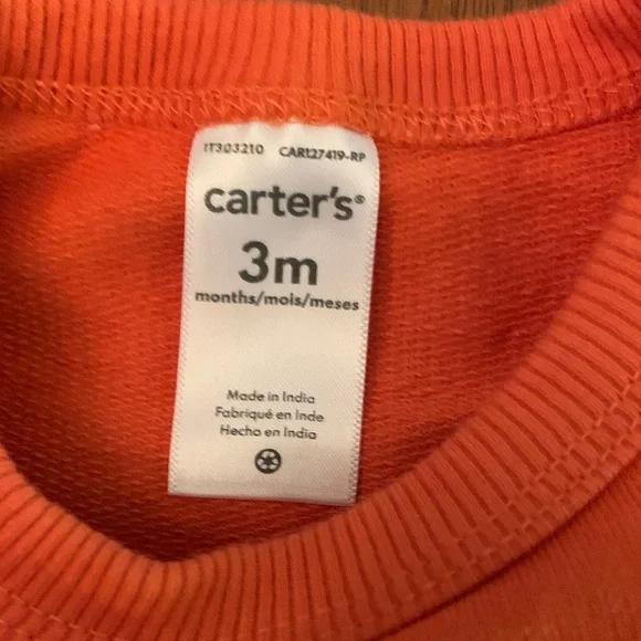🍊5/$25 Carter's Orange Pumpkin Face Romper size 3m - Picture 5 of 6